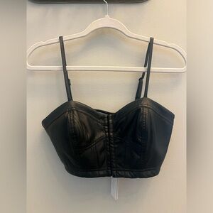 New w/tags, Black, Jonathan Simkhai, Vegan Leather Bustier, size 4